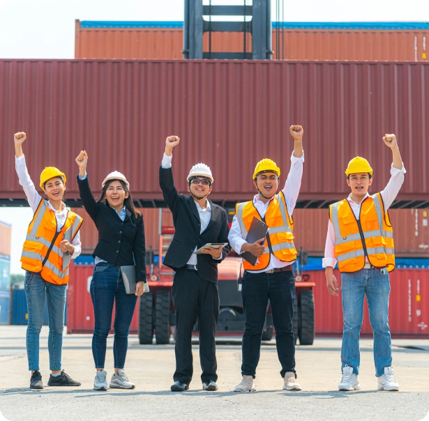 Shipping and logistics team at port